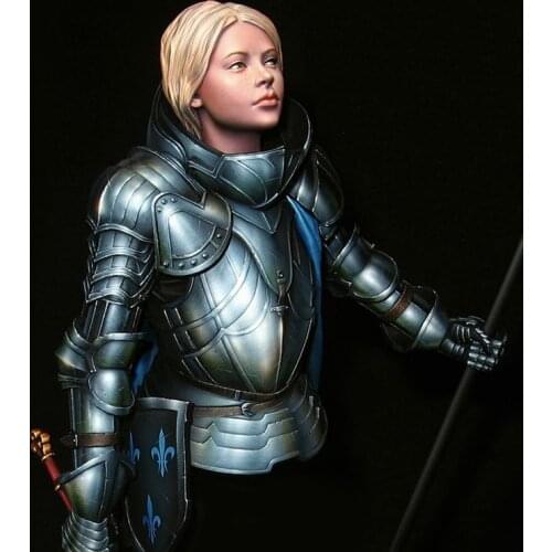 Unpainted Female Warrior in Armor Joan of Arc GK Resin Bust 1/10 Scale Model Kit Self-Assembled Colorless Figures Resin Kit