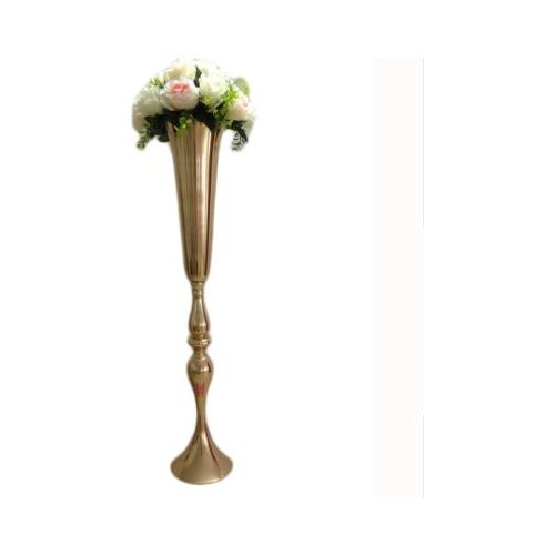 New Gold Metal Candle Holders Stand Flowers Vase Candlestick Road Lead Candelabra Centre Pieces Wedding Deco