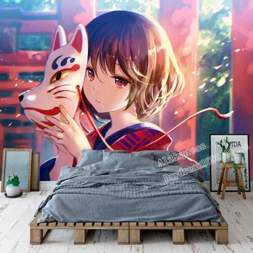 Anime girl Wallpaper Custom 3D Fox Girl Wallpaper Hand-painted Wall Mural Kids Bedroom Living room Decor Cosplay Studio Wall art