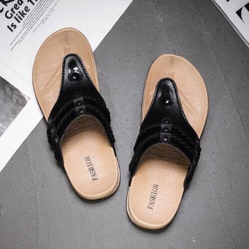 Pantoufle homme cuir quality flip flop male men slippers summer sandals slides sandalia masculino em couro 39s genuine leather