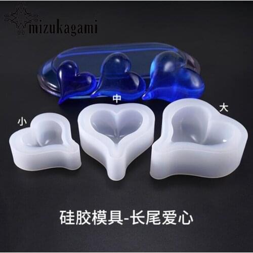 Transparent Silicone Mold Dried Flower Resin 3D Heart Mold For DIY Long Tail Love Heart Mold epoxy resin molds for jewelry