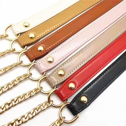 DIY Belt Bag Strap Accessories Solid Color Simple Straps Replacement 120cm Artificial PU Metal Chain Shoulder Bag Buckle Handle