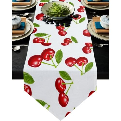 Cherry Fruit Table Runner Home Party Dining Table Decorative Wedding Table Decoration Flower Cake Tablecloth