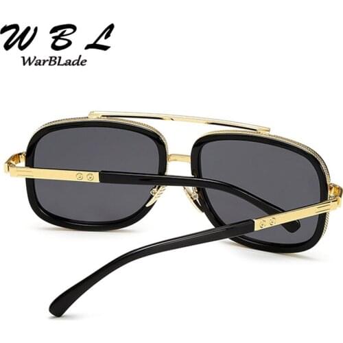 WarBLade Vintage Brand Designer Men Oversize Square Sunglasses Women UV400 Mirror Clear Transparent Lens Sun Glasses Male Female