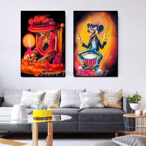 Candle Light Day Death Womens Skull Poster Paintings On Canvas Modern Art Decorative Wall Picture Home Decoration