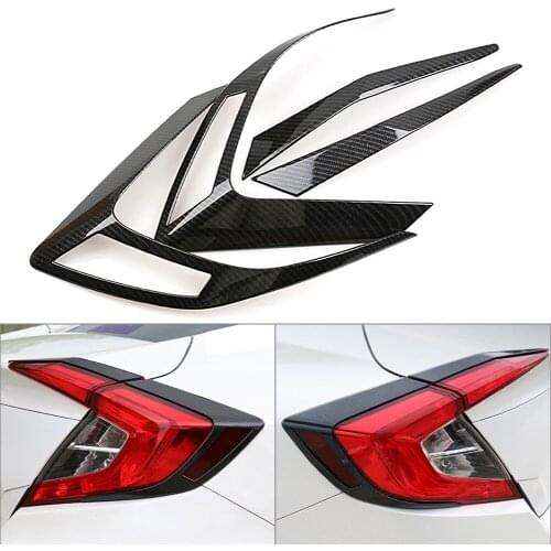 Carbon Fiber ABS Plastic Auto Car Taillight Cover Tail Light Strips For Honda Civic Sedan 2016 2017 2018 2019 2020