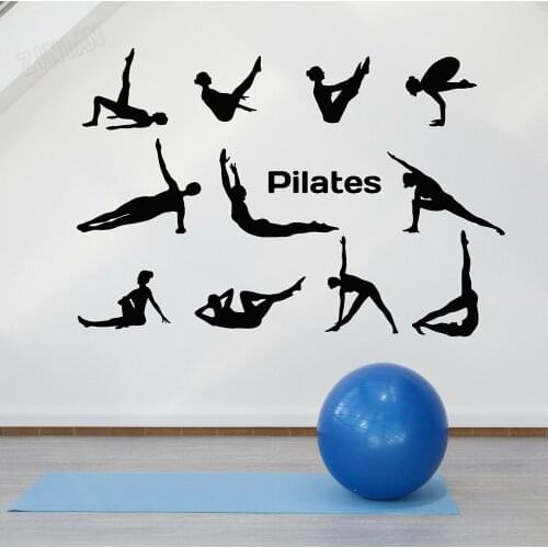 Pilates Lifestyle Vinyl Wall Decal For Woman Room Yoga Pose Wall Stickers For Fitness Centre Gymnastics Sport Wall Paper Y170