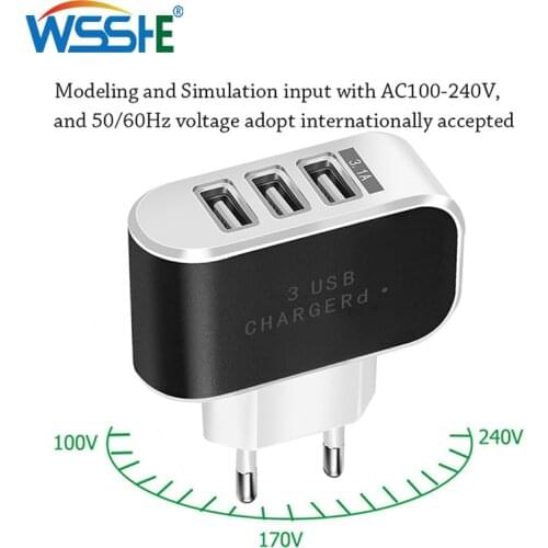 USB Charger For iPhone 7 8 Quick Charge 3.0 Fast Charger For Samsung s8 s9 Desktop Mobile Phone Charger 3 Ports 5V3A EU Plug