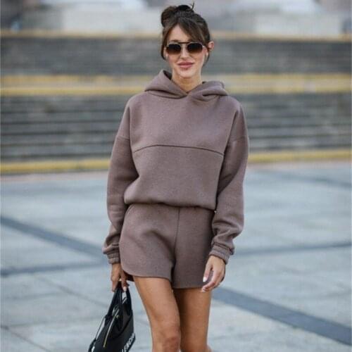 Vamos Todos 21 Autumn Clothes Solid Oversized Hoodie Fashion Streetwear Sweatshirt Women Sport Fitness High Street Short Pants