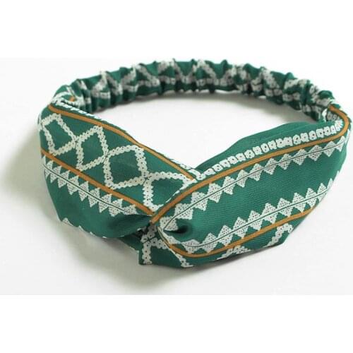 Womens Headband Bohemian Girl Elastic Ribbon Chiffon Cross Floral Girls Hair Accessories Headband