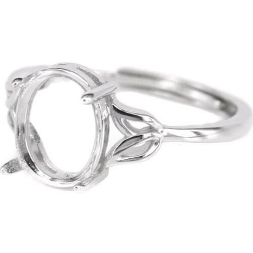 925 Sterling Silver Women Engagement Wedding Ring 8x10mm Oval Cabochon Semi Mount Ring Fine Jewelry Setting