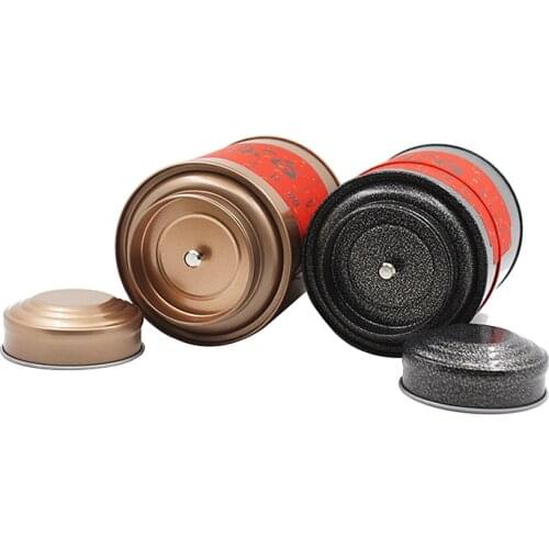 Xin Jia Yi Packaging Metal Tin Box Coffee Golden Black Big Round Double Lid Tinplate Strong Luxury Fashion Tools Tin Container