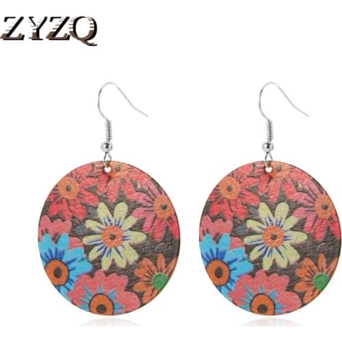 ZYZQ Vintage Ethnic Daisy Flower Pendant Earrings For Women Bohemia Color Round Earrings New Year Gift Jewelry Accessories