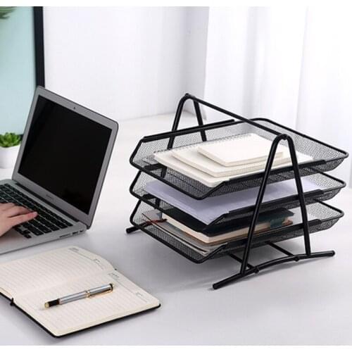 1 Pc Metal Mesh 2 Tier Document Letter Tray Desk Organizer File Holder Magazine Notebook Organizer Office Supplies