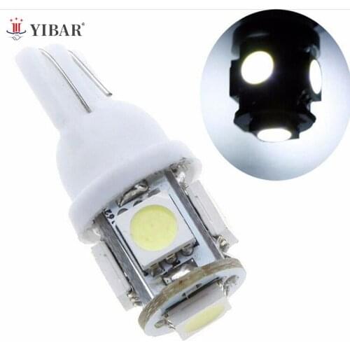 10pcs Car Wedge Side Clearance License Plate Lamp T10 LED Bulb 12V T10 5050 5-SMD LED Signal Light Super