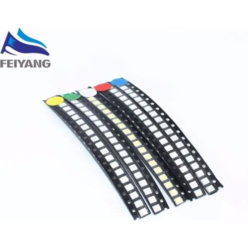 100PCS/LOT 2835 SMD White Red Blue Green Yellow 20pcs each Super Bright 2835 3528 SMD LED Diodes Package Kit