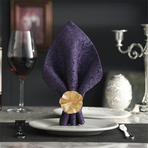 4PCS/Spot metal lotus leaf golden napkin ring desktop decoration for family party, reception, hotel holiday decoration