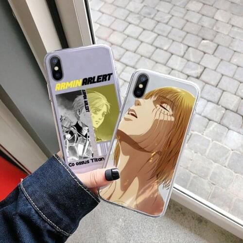 Armin Arlert Attack on Titan Phone Case Transparent soft For iphone 5 5s 5c se 6 6s 7 8 11 12 plus mini x xs xr pro max