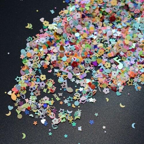 5000Pcs Mix Color Size Nail Art DIY Glitter 3MM Heart Star Flower Sequins Flakes Stickers Decoration For Crafts