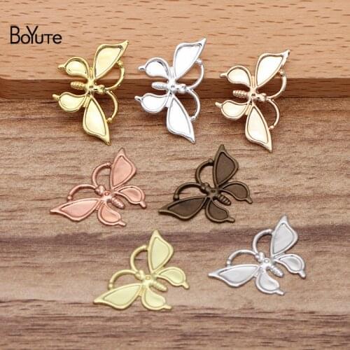 BoYuTe (100 Pieces/Lot) 16*26MM Metal Brass Stamping Butterfly Findings Diy Vintage Jewelry Making Hand Made Materials