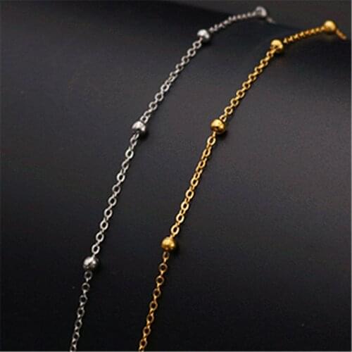 5m (16ft) 2 color alloy 3mm Interval beads chain Handmade chain DIY handmade metal jewelry accessories A1096
