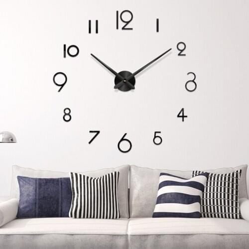Clock Watch Wall Clocks Horloge 3d Diy Acrylic Mirror Stickers Silent Digital Big 3D DIY Self adhesive Wall Clock Quartz Needle