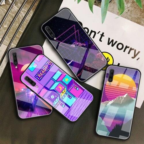 Vaporwave Space Anime Tempered Glass Case For Samsung Galaxy A10S A10E A20S A20E A30S A40 A50S A60 A70 A80 A90 A6 A7 A8 Shell