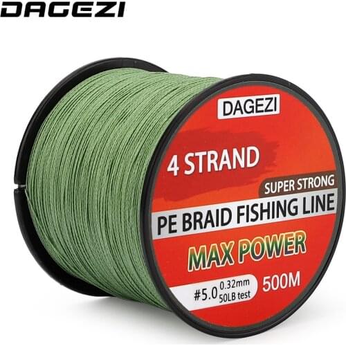 DAGEZI Super Strong 500m PE Braided Fishing Line 10-80LB 4 strand Weaves braided fishing lines Multifilament line