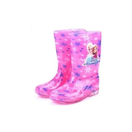 Disney Childrens Mickey Frozen Princess Elsa Non-slip Soft Bottom Rain Boots Waterproof Rubber Shoes for Boys and Girls