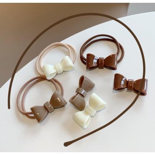 6pc Sweet Bow Elasticity Hair Ties Hairpin Hairclip Korean for Women Girls Childrens Kids Hair Ties Hair Rings Rope Accessories