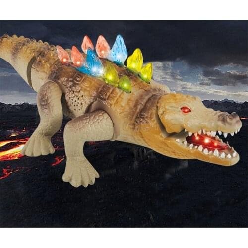 Electric Crawling Crocodile Toy Flashing with Sound Glowing Animals Model Toys for Kids Children Interactive Gift