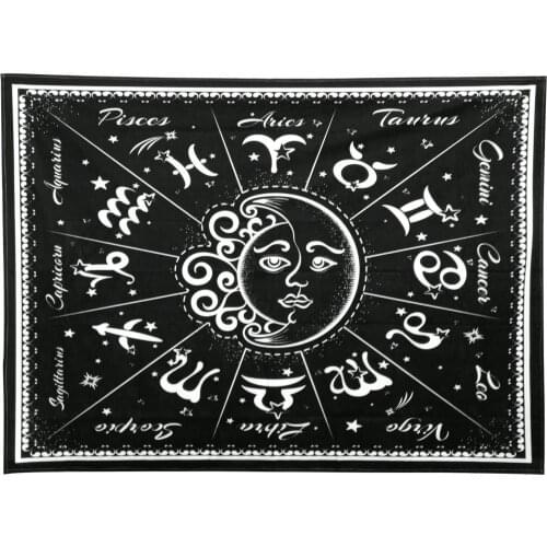 Background Valance Tapestry Black And White Witchcraft Magic Printed Functional Picnic Cloth Shawl Bed Room Dorm Handicraft