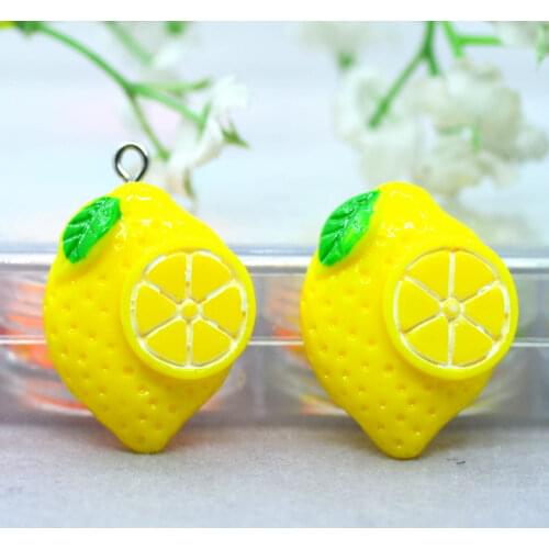 Resin Flatback Lemon Fruit Cabochons Dollhouse Fruit Miniatures DIY Jewelry Crafts Making Supplies Hairpin Decorations