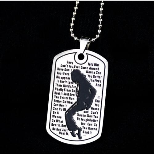 Michael Jackson Pendant Necklace Pop Star Singer Chain Fashion Stainless Metal Carving Necklace