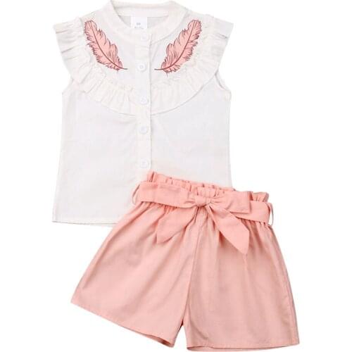 1-6Y Toddler Kids Baby Girl Clothes Sets Button Top Shirt Short Pants Outfits Clothes Set