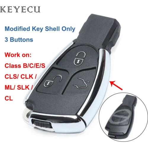 Keyecu Modified New Smart Remote Key Shell Case Fob 3 Buttons for Mercedes Benz C B E Class W203 W211 W204 CLS CLK