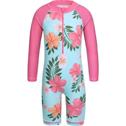 BAOHULU Long Sleeve Girl Swimsuit Summer SPF30+ UPF50+ One-Piece Swimwear for 4-11 Years Girls Dry GYM Sport Pool Vacation 2020