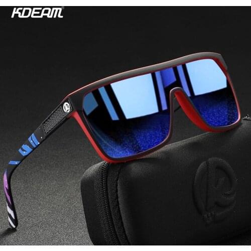 KDEAM One-Piece Lens Polarized Sunglasses Men High Quality Outdoor Travel Square Sun Glasses Fashion Design UV400 Goggles B32