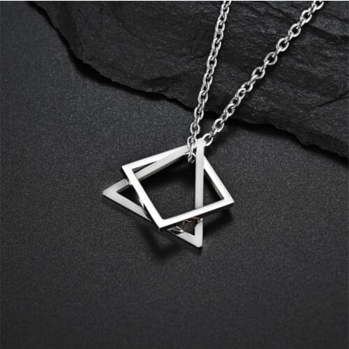 1PC New Creative Geometric Square Combination Mens Necklace Cold Wind Ins Hip Hop Net Red Tide Men And Women Couple Pendant