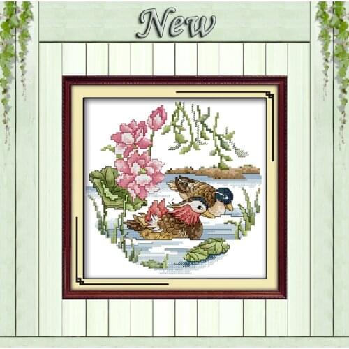 Together forever,Pattern print on canvas DMC 11CT 14CT Cross Stitch kits,needlework Set embroidery,Mandarin duck handmade crafts