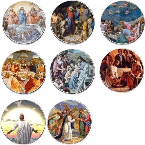 8pcs/set Jesus Commemorative Coin Set 999.9 Silver Plated Challenge Coin Gifts Coins Collectibles Home Decoration Accessories
