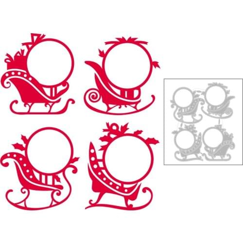 2020 New Merry Christmas Sled Metal Cutting Dies Iris and Gift Circle Frame Die Scrapbooking For Craft Card Making no Stamps Set