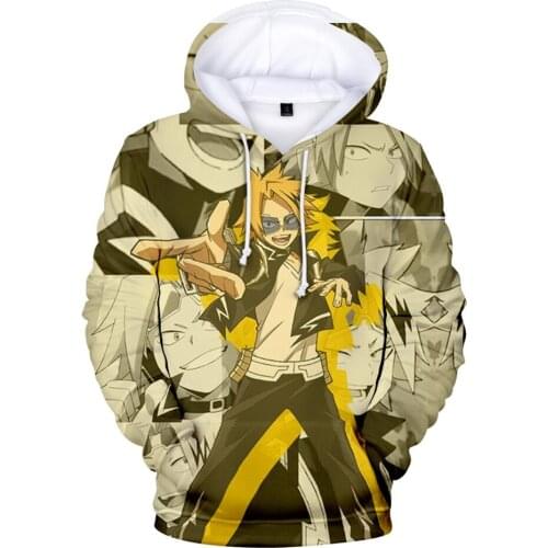 Novelty Hoodies Sweatshirts Denki Kaminari 3D Hoodie Men Women Harajuku Hip Hop Sweatshirts Mens Pullover Anime Hoodies