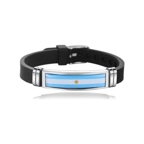 New Argentina Flag Bangles Sporty Style Stainless Steel Silicone Argentina Country Flag Bracelets Jewellery