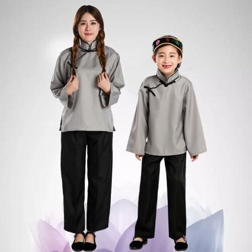 New Fashion Chinese Old Lady Costumes Elderly Female Ancient Costumes Drum Yangko Dance Clothing Qing Dynasty Costumes