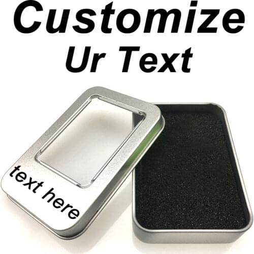 Personalized Your Name Text Laser Engraved Silver Metal Gifts Tin Box Pendant Case For Ring Earring Necklace Keychain Watch