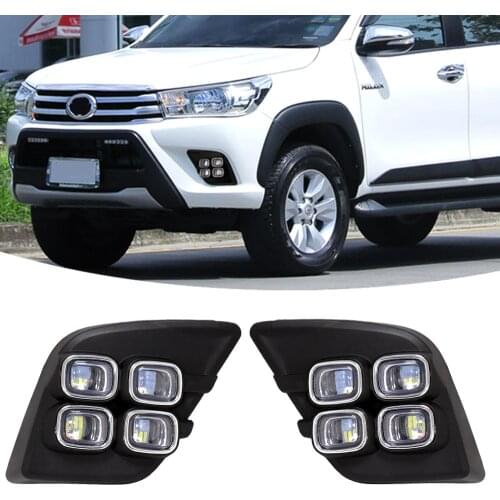 Fog Light Auto LED Daytime Running Light For Toyota Hilux Revo 2015 2016 Car Driving Bumper With Yellow Turn Signal