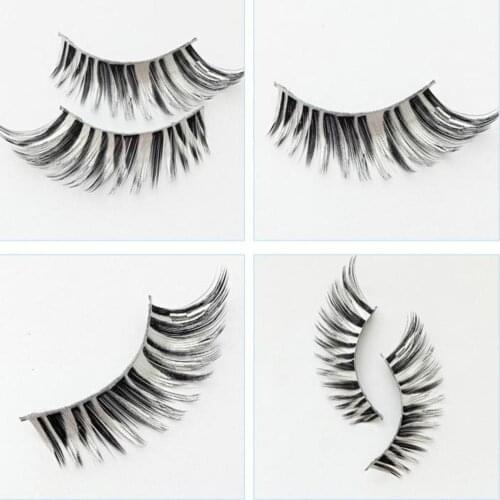 2020 1Pair New Fashion Colorful Fake Eyelashes Handmade Soft Eyelashes Exaggerated Stage Drama Show Photo Long Eye Lashes