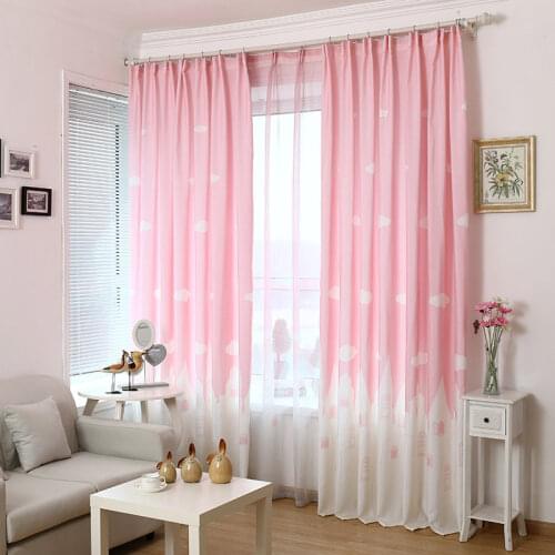 Castle Printed Curtains for Bedroom Kids Children Princess Cartoon Cloud Delicate Simple Nursery French Window Cotinas P126C