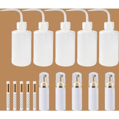 Eyelash Extension Lash Shampoo Brush + 50ml Empty Lash Shampoo Pump Bottle +250ml Rinse Bottle eyelash washing cleansing package